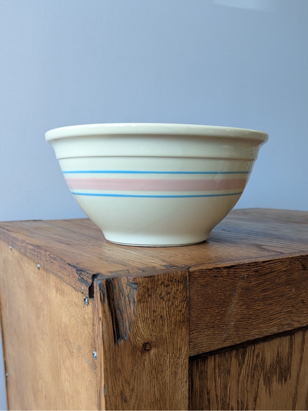 #10 Nesting Mixing Bowl - Vintage McCoy Pottery Oven Ware - Blue Pink Stripes - Picture 4 of 16